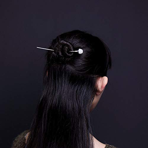 LCDIUDIU Haarnadel,S925 Sterling Silber Hair Stick Haarnadel Retro Chinesisch Klassische Essstäbchen Gabeln Natürliche Hetian Jade Lotus Einfachen Charme Schmuck Haarschmuck Für Frauen Langes Haa