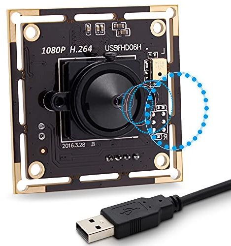 Svpro 1080P USB Kamera Modul Board mit Micphone IMX 323 Sensor H.264 Low Light Kamera Board 3.7mm Pinhole Objektiv für Roboter und Embedded Industrial Projekt, UVC USB2.0 Webcam High Speed 30fps