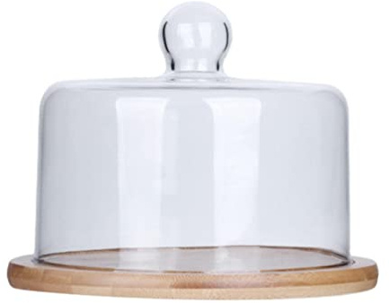 Housoutil Cake Displaying Cover Glass Dome with Tray Food Cover Dome for Dessert Cake Stand with Lid for Home Birthday Party Wedding Buffet Protecting Cakes Snacks Bread Fruits