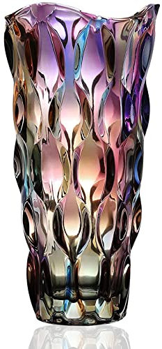 Hey_you Glass Flower Vase, Modern Minimalist Vase Nordic Glass Floral Handmade Flower Arrangement Hydroponic Ornament for Home Dining Table, Gift Wedding, Housewarming Party, Style A-Purple