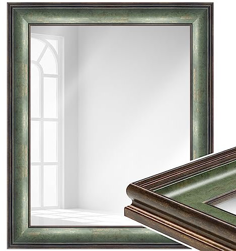 WANDStyle großer Spiegel Grün, Barock Spiegel, großer Wandspiegel Vintage 70x100 cm, Ganzkörperspiegel, Hängespiegel groß, Badspiegel Kunststoff, Flurspiegel Wand, Mirror H235 - Made in Germany