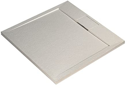 Ideal Standard - Ultra Flat S i.Life, Square Shower Tray 100x100 in Resin, Hidden Waste Waste, Matte Stone Effect Finish, Sand