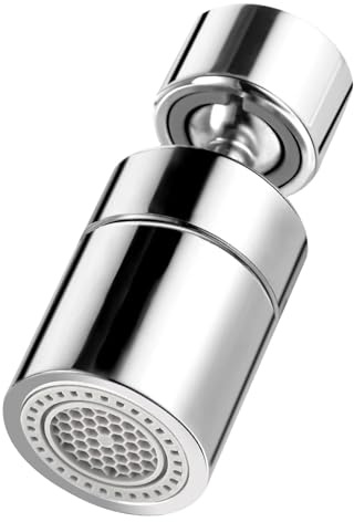 Schwenkbar Wasserhahn Aufsatz, 360° Drehbar Doppelfunktion Wasserhahn Luftsprudler Verlängerung, Wassersparer für Wasserhahn Perlator mit 2 Sprühfunktion Brause Küche Bad Aufsatz