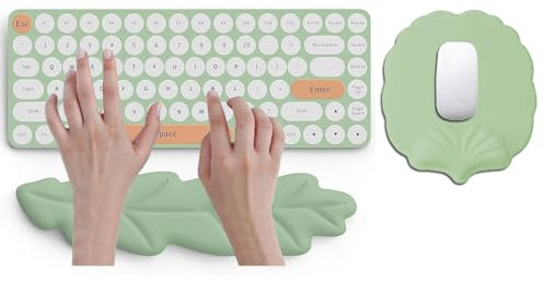 Tappetino per mouse ergonomico con supporto per il polso in memory foam tastiera poggiapolsi a forma di foglia tappetino per mouse tunnel carpale digitazione sollievo dal dolore base antiscivolo