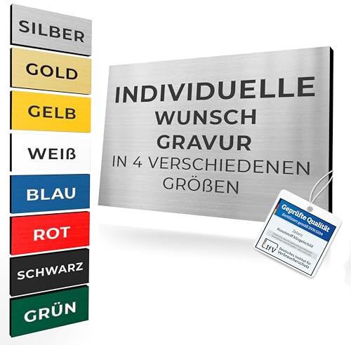 Klingelschild mit Gravur | Namenschild Briefkasten selbstklebend Türschild in vielen Farben & Größen | Briefkastenschild mit Wunschtext Schild für Haustür wetterfest | Namen Plakette (10 Schilder)
