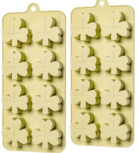 Dootafy Shamrock Chocolate Molds, 2 Pack Silicone Dessert Mold, St. Patrick's Day Theme, Green, Silicone, BPA Free
