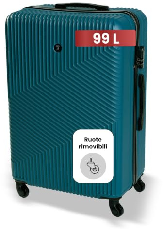 BERTOO Milano XXL Valigia rigida grande 99L ABS 4 ruote girevoli Lucchetto a combinazione Verde