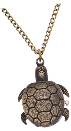 Holibanna Vintage Taschenuhr in Schildkrötenform aus Legierung mit Kette Klassische Quarz Taschenuhr im Retro Stil für Schüler und Geschenk