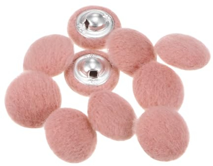 QUARKZMAN 10 Stück Stoffbezogene Knöpfe 15mm Runde Plüsch Bezogene Metall Knopf Stoff bedeckt mit Metallschaft Nähknöpfe Bastelknöpfe zum Nähen Basteln für Anzüge Strickjacke, Rosa