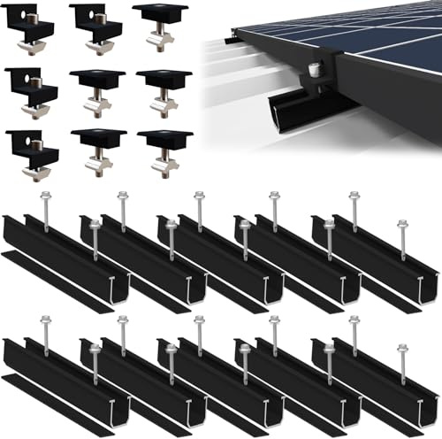 Sorlpv Solarmodul Halterung für 4X Module, 12cm Schiene, 30–35 mm Klemmen
