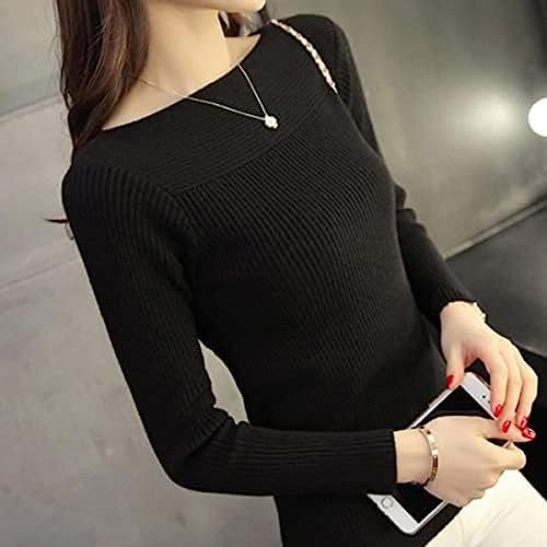 Pull tricoté décontracté à Manches Longues pour Femme, Pull de Printemps, Style coréen, Hiver, Slim, Blanc, Noir, XL