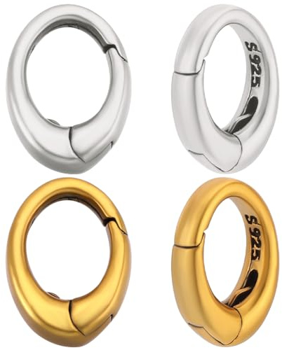 Beebeecraft 1 Box 2 Stück 2 Farben Spring Gate Ringe 925 Sterling Silber O Ring 9mm Verschluss Karabiner Karabinerhaken Clip Verschlüsse Schlüsselanhänger Verbinder Für Die Schmucksuche (dick: 2mm)
