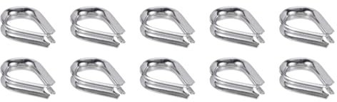PATIKIL 5/32 Ditali per Fune Metallico, 10pz Ditale in Acciaio Inossidabile 316 per Fune Metallico per Cavo di Sollevamento ad Anello da 2 Mm di Diametro