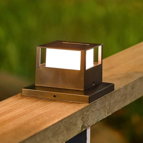 HpLive Solar Pfostenkappe 4x4 5x5 6x6, IP65 Wasserdichte Pfostenleuchte für Gartenzäune aus Holzpfosten, Garten, Straße in Schwarz