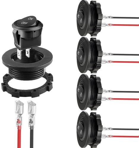 RUNCCI-YUN 5PCS Runde Wippschalter ON-OFF Kippschalter 12V KFZ Schalter SPST Mini Wippschalter 2-pin 10A 125V AC/10A 12V DC mit Schalter Panel für Motorrad, Limousine, Boot
