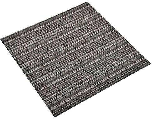 Willood Teppichfliesen 20 Stk. Selbstliegend Bodenbelag Teppichboden Teppich Fliese Fliesen Schutzmatten Matten Teppichplatten 5 m² 50x50 cm Gestreift Anthrazit
