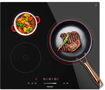 Cecotec Placa Vitrocerámica 3 Zonas Bolero Squad V 3100, 5700W, Control Táctil, 9 Niveles, Triple Anillo, Temporizador Individualizado, Indicador Calor Residual, Bloqueo Seguridad para Niños