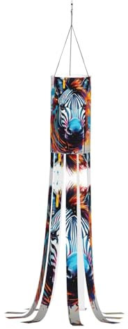 YQTGBCED Windsäcke mit abstraktem Tier-Zebramuster, Herbst- bis Winter-Windsack, Outdoor-Dekoration für Thanksgiving, Polyester-Geister-Windsack
