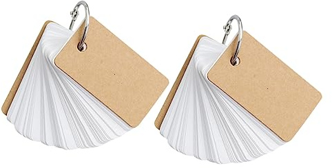 10 Stück Notizblock im Binder Stil aus Kraftpapier für Büro und Schule | Lose Blätter, ein Loch und Metallring, Weiß, Kompakt für Notizen und Lesezeichen