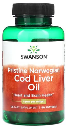 Swanson - Pristine Norwegian Cod Liver Oil, 1000mg | Heart and Immune Health - 60 Softgels