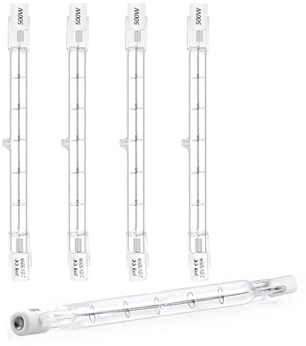 DoRight 500W R7s Halogen Birne 118mm Dimmbar Warmweiß 2800K Linear Halogen Flutlicht J118 Sicherheitsglühlampe 118mm Länge Strahler Leuchtmittel 11000lm AC 220-240V (5 Stücke)