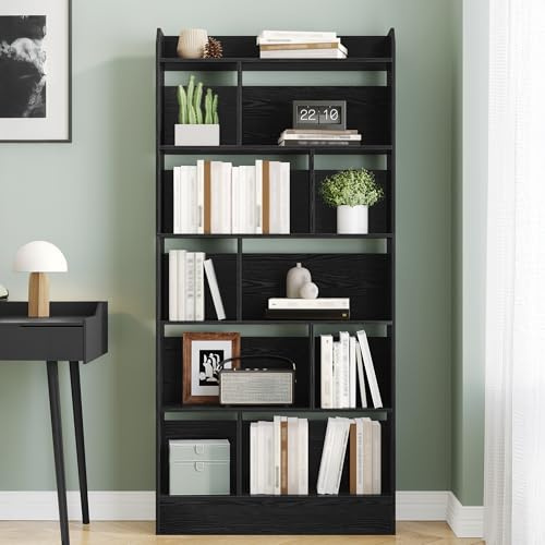 Hzuaneri Libreria a 6 Ripiani, Nero, 24 x 80 x 170 cm, BC22804X