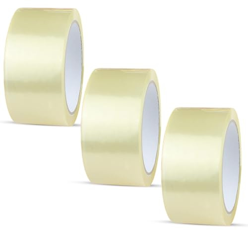 PDS Clear Tape Heavy Duty 3 Rolls of 48mm x 66m Parcel Tape - Clear Packaging Tape for Packing Parcels, Boxes, Cartons, Moving House - Adhesive Transparent Tape Multi-Use (3 Rolls)