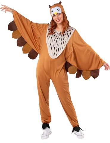Funidelia | Disfraz de búho para hombre y mujer Animales - Disfraz para adultos y divertidos accesorios para Fiestas, Carnaval y Halloween - Talla S - M - Marrón