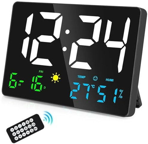 Stazione meteorologica, Orologio da Parete Digitale LED con Ampio Display, Sveglie for Camera da Letto con Stazione Meteo, USB, 11,5,per il giardino domestico
