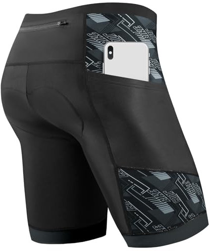 Cycorld Radlerhose Herren mit Sitzpolster 4D, Radhose Herren Fahrradhose Atmungsaktiv Elastische und Schnelltrocknend Bike Hose (Schwarz, XL)