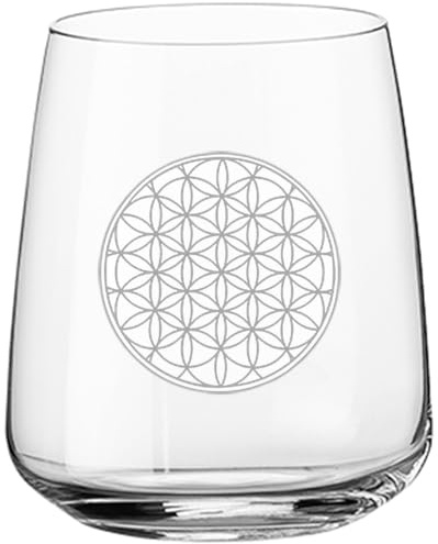 Logoglas Graviertes Wasserglas 360 ml – Blume des Lebens – Sacred Geometry Glas – Geschenkidee – Lasergravur – Achtsamkeit & Energie (1)