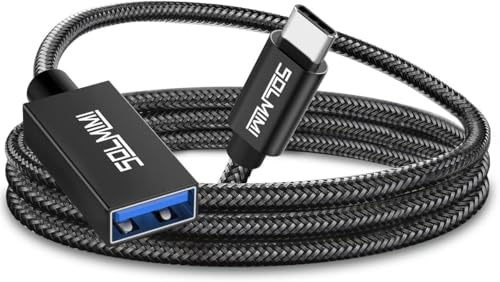 SOLMIMI USB C auf A 3.0 Adapter für Laptop, Tablet, Handy mit Typ-C Anschluss, Typ C OTG Kabel kompatibel mit Tastatur, Maus, Speicherkarte und andere USB-Peripheriegeräten - 2.4m