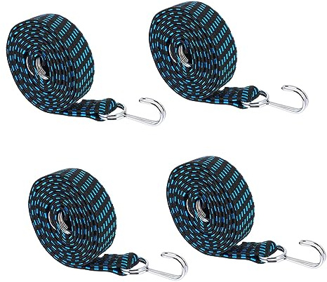 Cabilock Set Da 4 Corde Elastiche Ganci Regolabili 200 Cm, Cinturini Di Fissaggio Antiusura Resistenti All’usura Per Campeggio, Trasporto Bagagli e Utilizzo Automobilistico