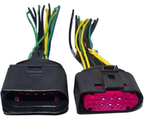 Connecteur de borne Compatible avec Les phares au xénon de Voiture étanches à 14 Broches A3 A4 Q3 Q5 1J0973737 1J0973837 avec Fils (1 pièce Femelle)