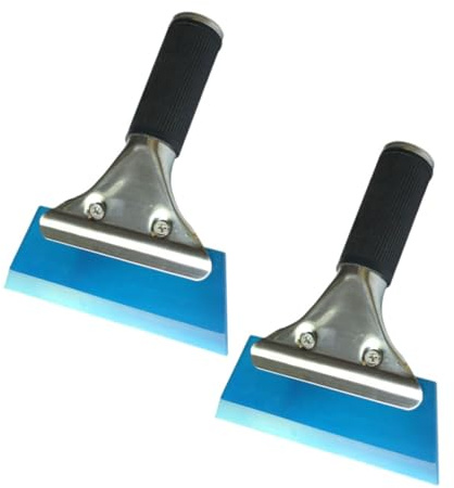 MAGICLULU Set 2 Raschietti Per Adesivi Auto in Gomma Manico Acciaio Inox, Strumenti Anti-bolle e Rimuovi Pellicola Per Vetri Auto, Raspino Flessibile Protettivo Per Vernice