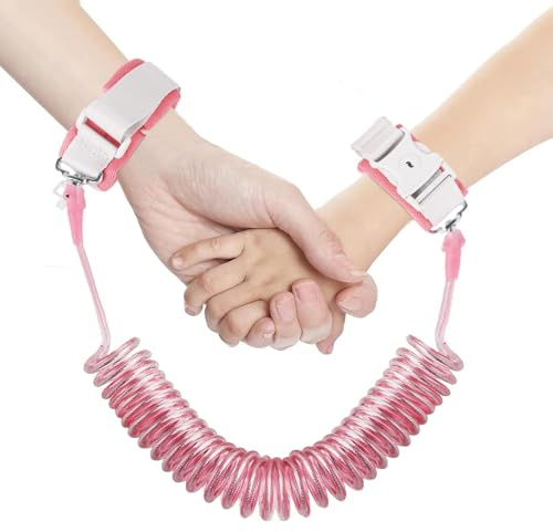 Redini da polso anti-smarrimento, con anello di sicurezza per bambini, guinzaglio di sicurezza per bambini, guinzaglio da passeggio, 2,5 m, con cinturino da polso girevole a 360 gradi con corda
