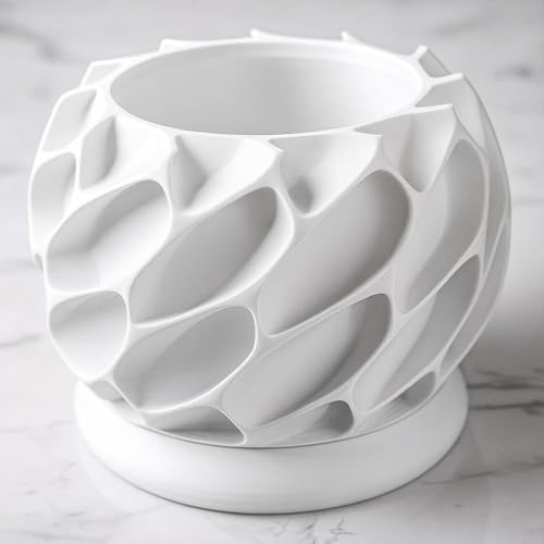 Vaso organico stampato 3D con vassoio di drenaggio, moderno coral Red Plant Pot for Monstera, Pothos, Succulents, Unique Home Decor Gift (Primary Color: compatibile con il bianco)