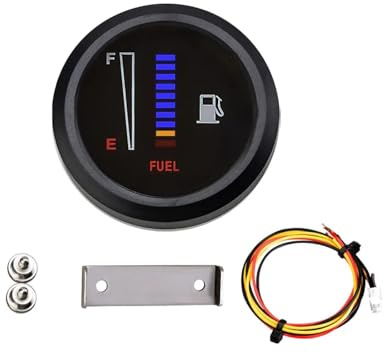 AYJYZHIAG 12/24 V 52mm Ultra Sottile Auto Moto Misuratore di Livello Carburante Calibro Elettronico 8 LED Display A Luce Colore Blu Universale