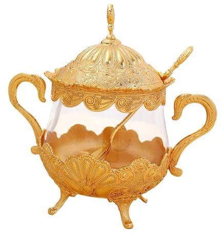 dijiusidy Elegante azucarero dorado para guardar azúcar, sal o pimienta, ideal para la barra de café y la encimera de cocina. Tarros especias para almacenar condimentos.
