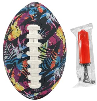 blloocod Kids Rugby Ball with Inflator, Waterproof Neoprene Football for Indoor Outdoor Beach Pool, 9.25inch