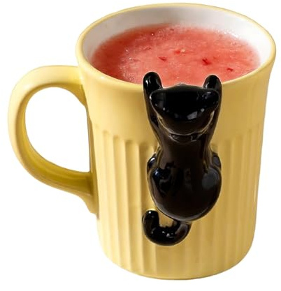 higyee Taza De Café Con Gato - 350ml Cerámica Divertida Vajilla Aesthetic Para Bebidas | Tazas de Café de Animales para Decoración de Mesa,Para Té, Leche, Agua, Hogar, Cocina, Oficina, Escuela,
