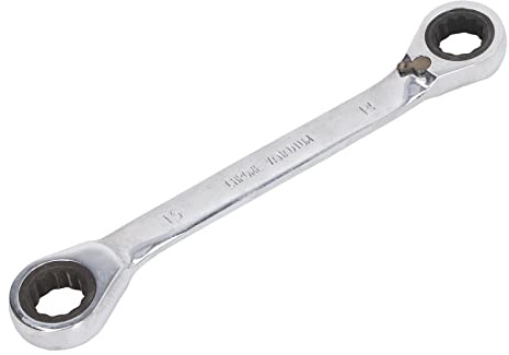 Gucagle Double Ended Ring Wrench Universal Chrome Vanadium Steel 72 Tooth Gear Slip Resistance Ratcheting Wrench for Home Bathroom Kitchen School Metal Wood Workers Mechanical Equipment