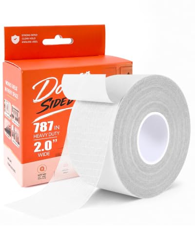 CRNOTL Heavy Duty Grid Double Sided Tape 5cm x 20m No Residue | Strong Removable Adhesive, Ideal For DIY Decor, Wall Posters, Photos, Carpets & Household Multi-Surface Use