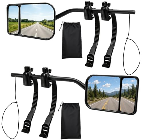 VDSTAR 2 Stück Wohnwagen Spiegel Auto Universal Zusatzspiegel | Wohnmobilspiegel 360° Drehung einstellbar für alle gängigen Fahrzeugtypen