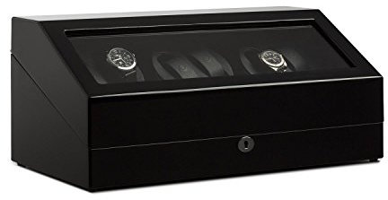 Klarstein Old Marshall - Estuche bobinadora para Relojes, Caja para Relojes, 10 Relojes, 2 Bobinas con 2 Soportes c/u, Rotación bidireccional, Modos Preprogramados, Silencioso, Negro