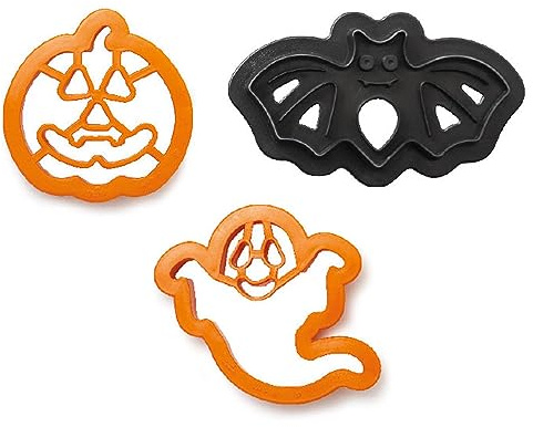 Kit 3 TAGLIAPASTA di Halloween - MADE IN ITALY - Zucca sorridente, Pipistrello, Fantasma - formine stampi taglia biscotti per Creare Dolci e decori Torte - Ideale per Decorazioni in Pasta di Zucchero