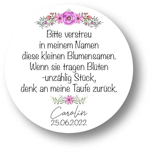 Blumensamen Geschenkanhänger Papieranhänger Tags Etiketten Danke Hochzeit Taufe Kommunion Konfirmation Taufe Geburtstag