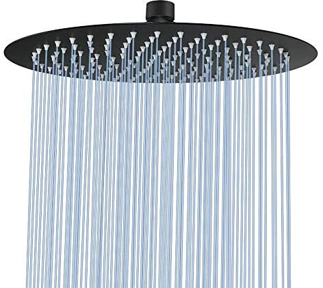 NearMoon Regenduschkopf, ultradünnes Design, druckverstärkend, tolle Erfahrung, hoher Durchfluss, Edelstahl-Regenfallkopf (30,5 cm, mattschwarz)
