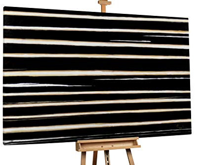 KunstLoft® XXL Gemälde 'Auf heißer Spur' 180x120cm | original handgemalte Bilder | Linien Abstrakt Schwarz Weiß | Leinwand-Bild Ölgemälde einteilig groß | Modernes Kunst Ölbild
