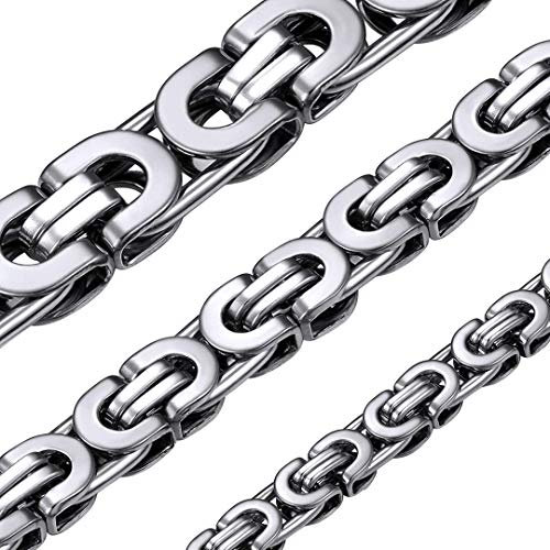 ChainsHouse Königskette Herren Ketten Edelstahl Byzantinische Kette 51cm Plattenkette 6MM breit Halskette Damen Platten Kette Schmuck Herren